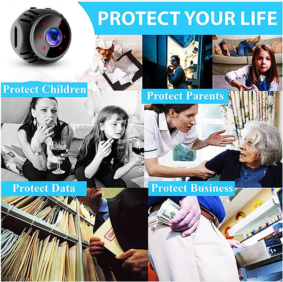 Mini Camera 1080P HD Hidden Camera Portable Small Nanny Cam with Night Vision and Motion Detection - Built-in Battery - Covert Security Camera for Home/Office/Indoor/Outdoor