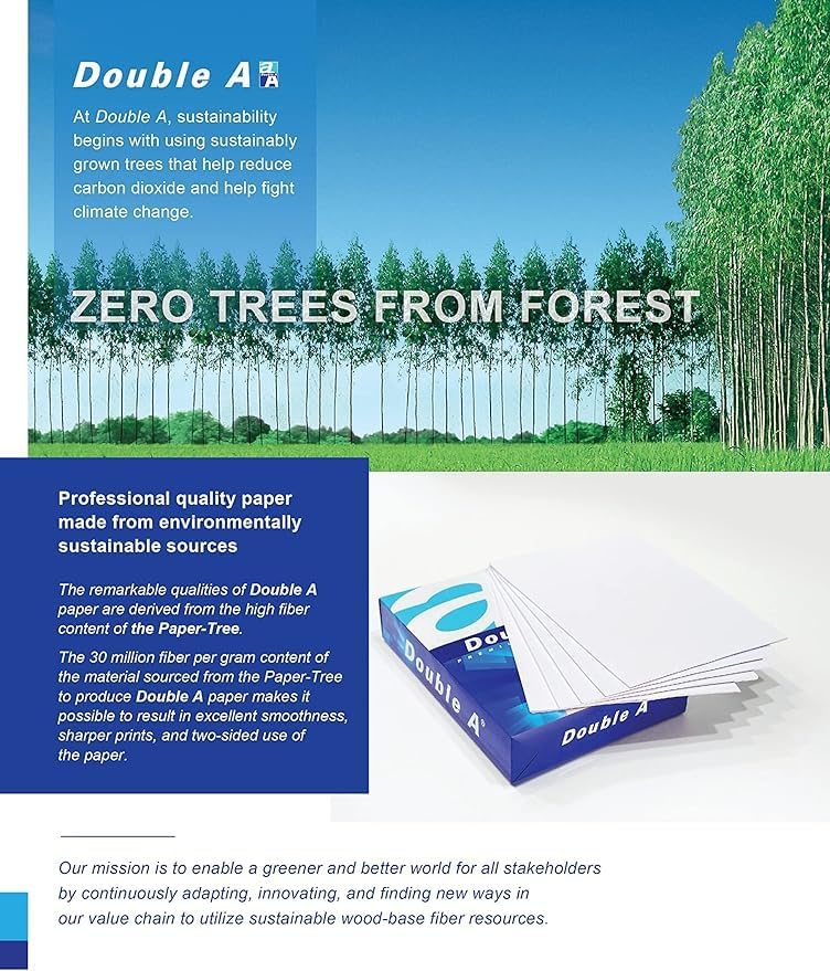 Double A A4 Printer Copy Paper | 80 GSM 500 Sheets per Ream | Pack of 5 Reams | Multipurpose Paper for Printers Copiers Fax Machine