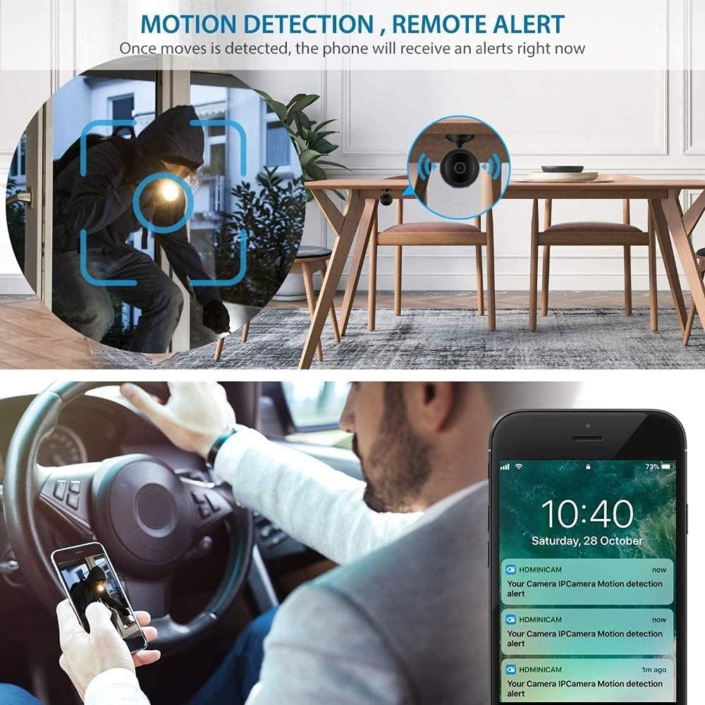 Mini WiFi Hidden Cameras,Wireless Spy Cameras with Video Live Feed, HD 1080P Home Security Cameras, Baby Nanny Cam,Tiny Smart Cameras with Night Vision and Motion Detection.