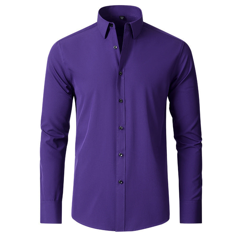 Korean Slim-fit Solid Color Shirt Men's Shirt - souqmart