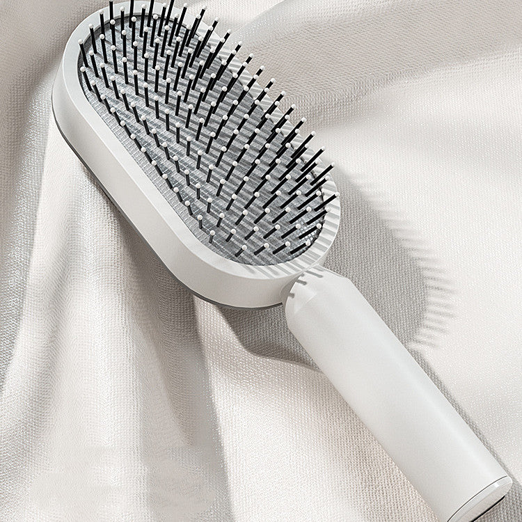 Self Cleaning Hair Brush For Women One-key Cleaning Hair Loss Airbag Massage Scalp Comb Anti-Static Hairbrush - souqmart