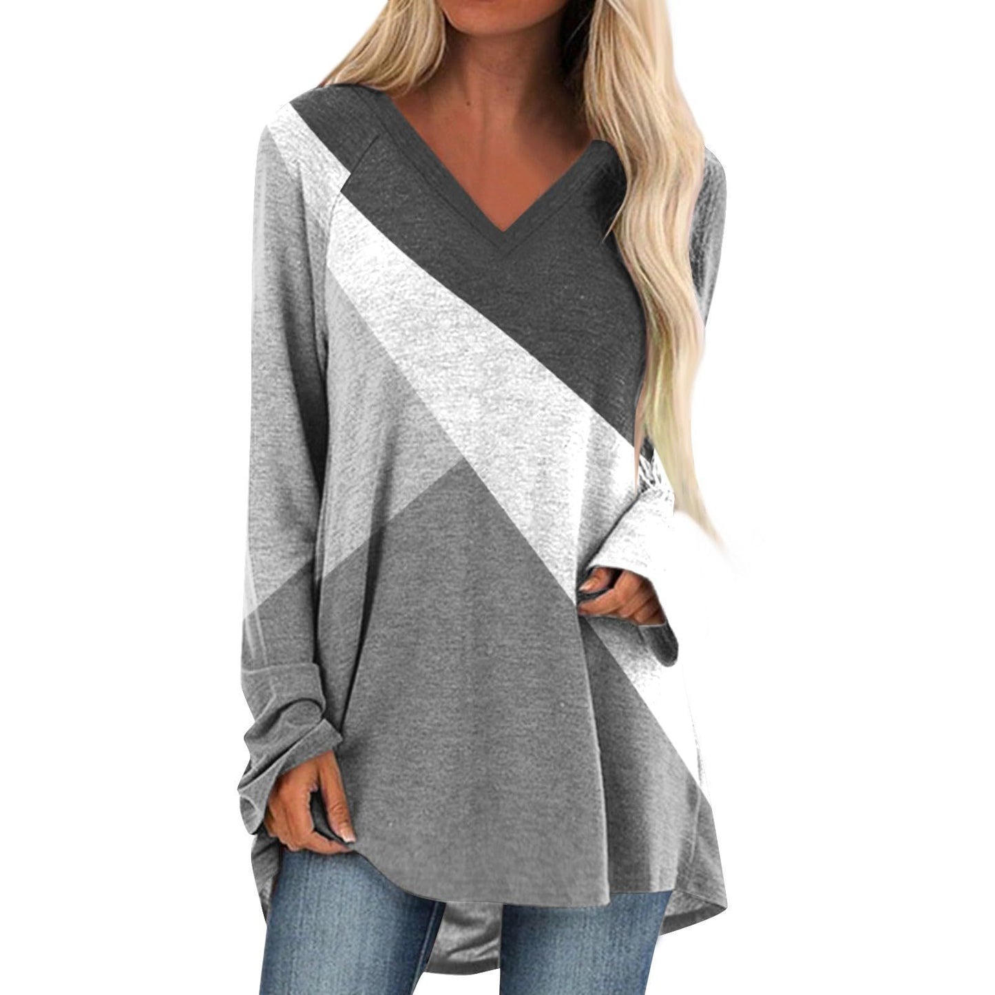 Quality Stitching Long Sleeve V-neck Skirt