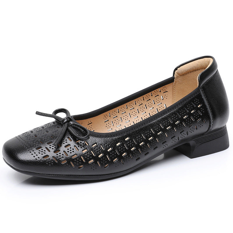 Summer Genuine Leather Breathable Low-cut Women's Shoes - souqmart