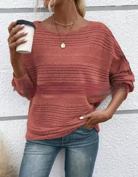 Women's Round Neck Splicing Pullover Top T-shirt