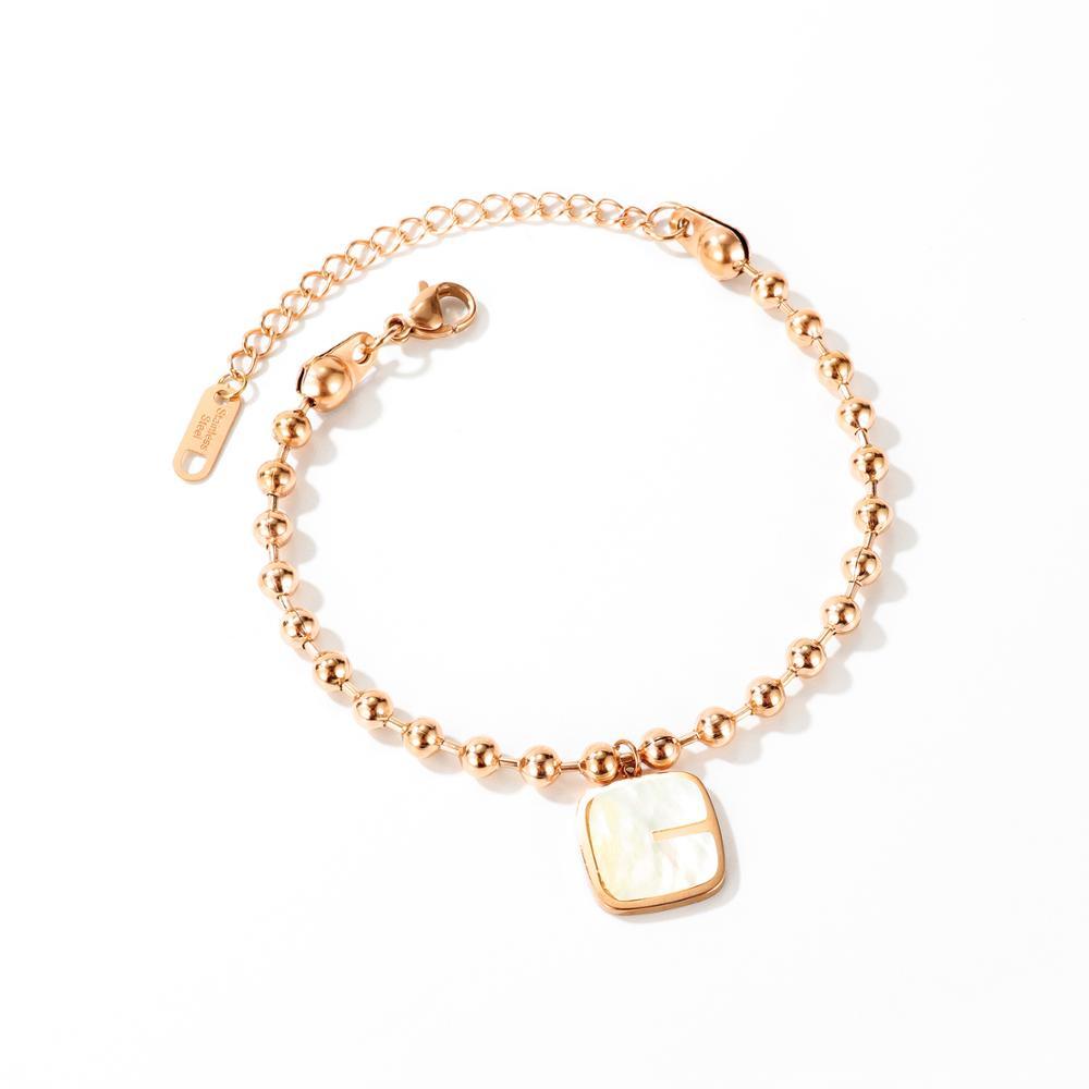 Ladies new round bead titanium steel mother shell