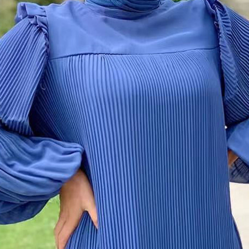 New Women's Net Color High Collar Pullover Fashion Loose Middle East Dresses - souqmart