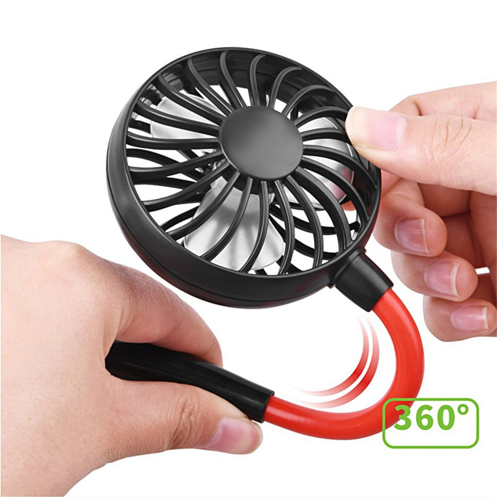 Charging portable lazy fan student desktop fan hanging neck fan - souqmart