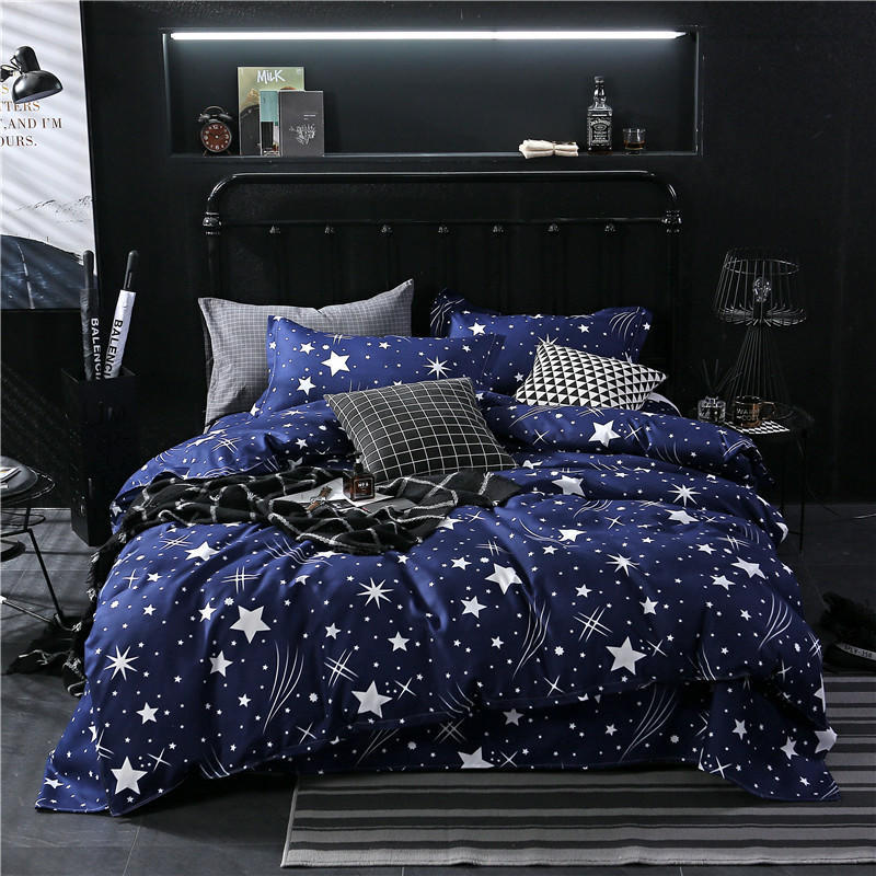 Four-piece Bed Set Blue Night Sky Bed Sheet Quilt Cover Single Double - souqmart