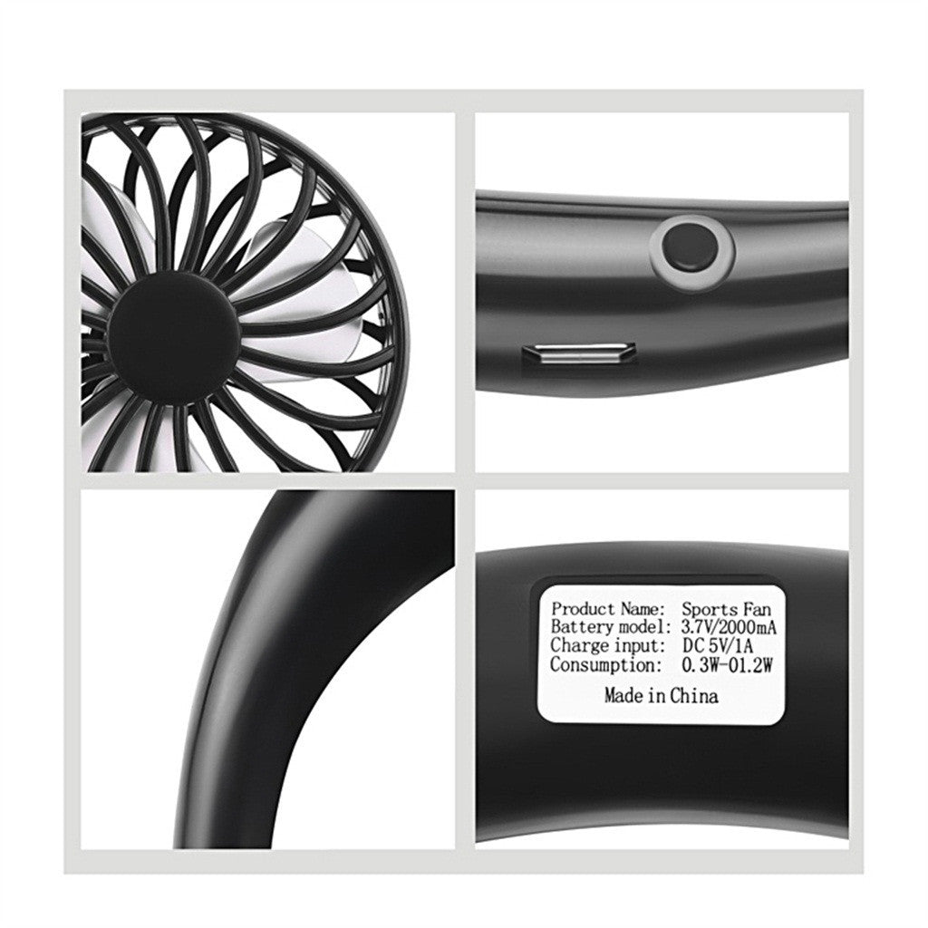 Charging portable lazy fan student desktop fan hanging neck fan - souqmart
