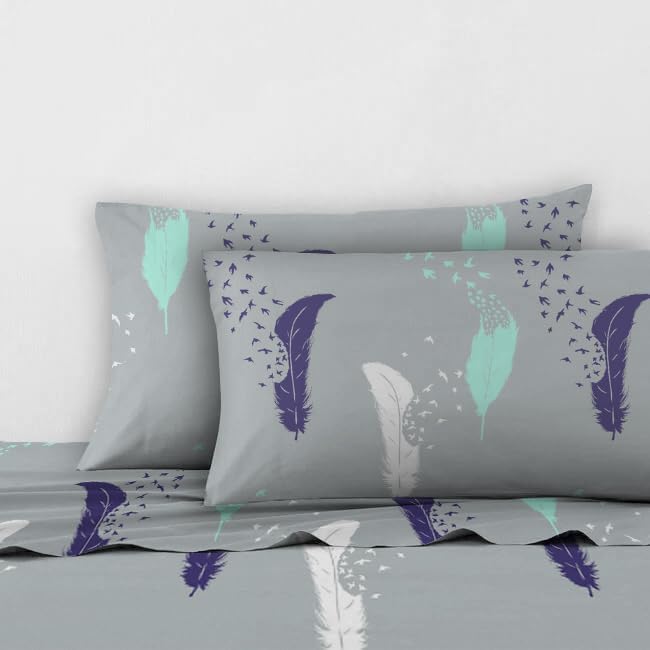 Sleep Well 90 GSM Bedsheet with Pillow Case (Blue & Pink Diamond Design, Single)