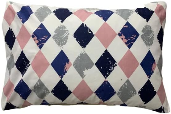 Sleep Well 90 GSM Bedsheet with Pillow Case (Blue & Pink Diamond Design, Single)