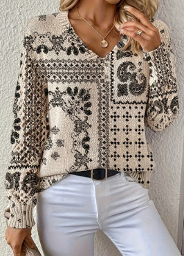 Printed Casual Cape Coat Cardigan Sweater - souqmart