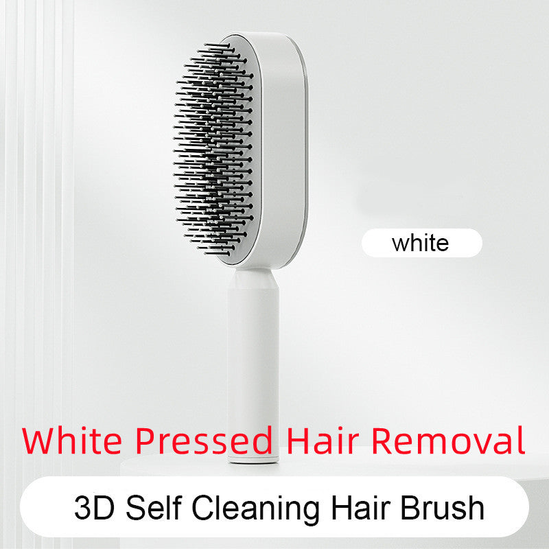 Self Cleaning Hair Brush For Women One-key Cleaning Hair Loss Airbag Massage Scalp Comb Anti-Static Hairbrush - souqmart