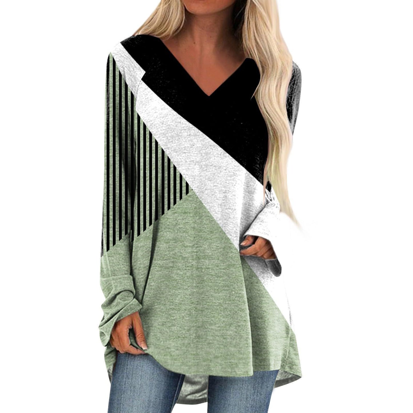 Quality Stitching Long Sleeve V-neck Skirt