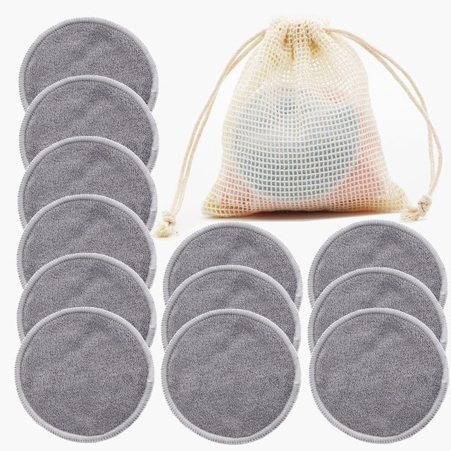 12PC Reusable Cotton Pads Makeup Remover Pads Washable Round - souqmart
