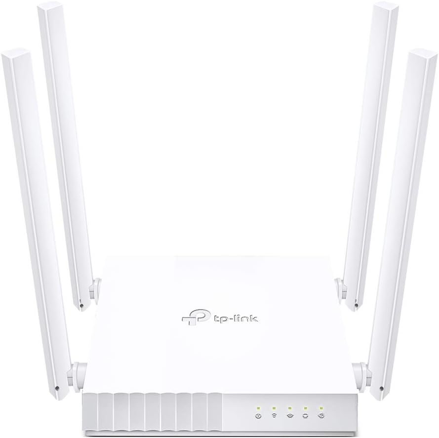TP Link AC750 WiFi Router Archer C24 Dual Band Wireless Internet Router, 4 External Antennas Multi Mode 3 in 1 Parental Controls, White