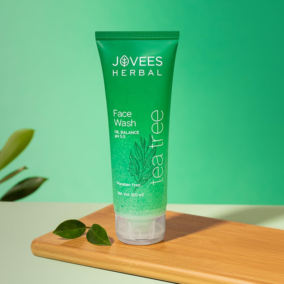 Jovees Herbal Tea Tree Oil Control Face Wash | For Women/Men | For Oily & Acne Prone Skin | With Vitamin E & Tea Tree Oil | Prevents Pimple & Acne Breakout 120 ML