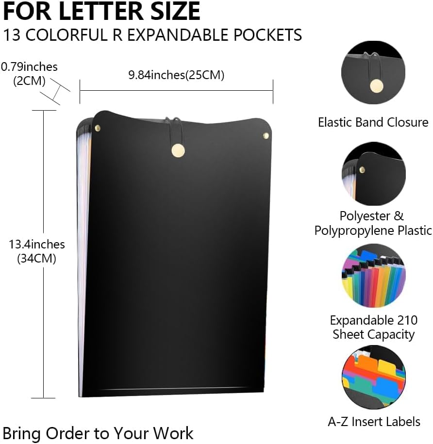 A4 Expanding File Organiser, 26 Pockets Expandable Filling Boxes Documents Organiser, Concertina File Expanding for Filing Folder, Portable Rainbow Files Wallets Plastic Bills Storage Bag (Pink)