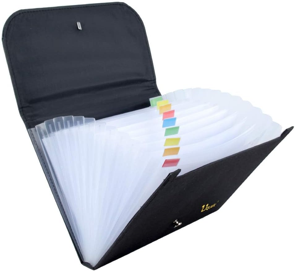 A4 Expanding File Organiser, 26 Pockets Expandable Filling Boxes Documents Organiser, Concertina File Expanding for Filing Folder, Portable Rainbow Files Wallets Plastic Bills Storage Bag (Pink)