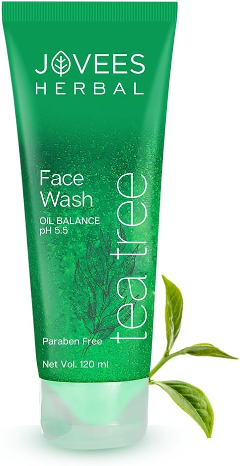 Jovees Herbal Tea Tree Oil Control Face Wash | For Women/Men | For Oily & Acne Prone Skin | With Vitamin E & Tea Tree Oil | Prevents Pimple & Acne Breakout 120 ML