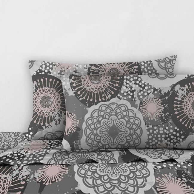 Sleep Well 90 GSM Bedsheet with Pillow Case (Blue & Pink Diamond Design, Single)