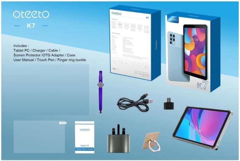 K7 7.0 Inch Android Tablet, 8 GB RAM, 256 GB ROM, 3500 mAh Battery, Octa Core Processor, Android 13.0, 5.0 MP Front Camera - (Gray)