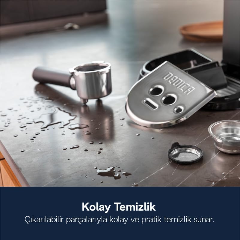 De'Longhi Dedica Arte Espresso Machine - MyLatteArt Milk Foam Nozzle, 15 BAR Pressure, Steel Tamper Included, Beige Gold - Create Perfect Espresso, Cappuccinos, and Latte Art at Home - EC885.BG