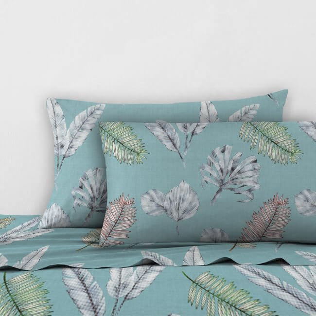 Sleep Well 90 GSM Bedsheet with Pillow Case (Blue & Pink Diamond Design, Single)