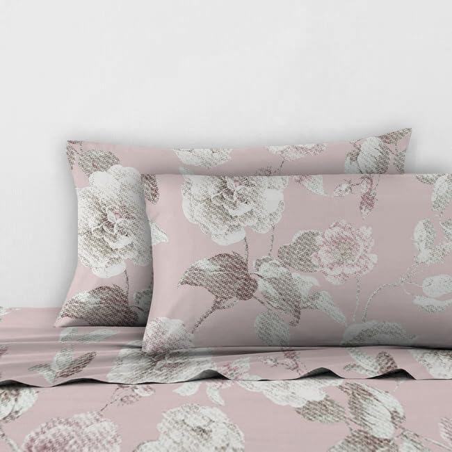 Sleep Well 90 GSM Bedsheet with Pillow Case (Blue & Pink Diamond Design, Single)