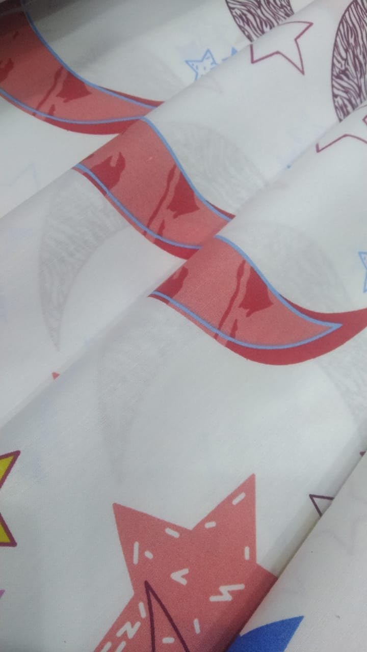 Soft Moon Printed Fitted Bedsheet Single 90x190x20 Washable Cotton Fabric. Premium Fitted Bedsheet with 2 Pillows Case 75x50 cm with Prime Elastic Material.(Small Single)