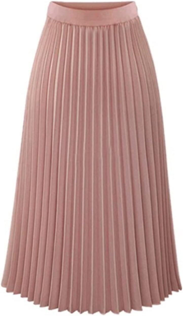 INGVY Long Skirt Pleated Skirt Womens Summer High Waist Pleated Tutu Elegant Chiffon Skirt Femme Black White Ladies Midi Skirt