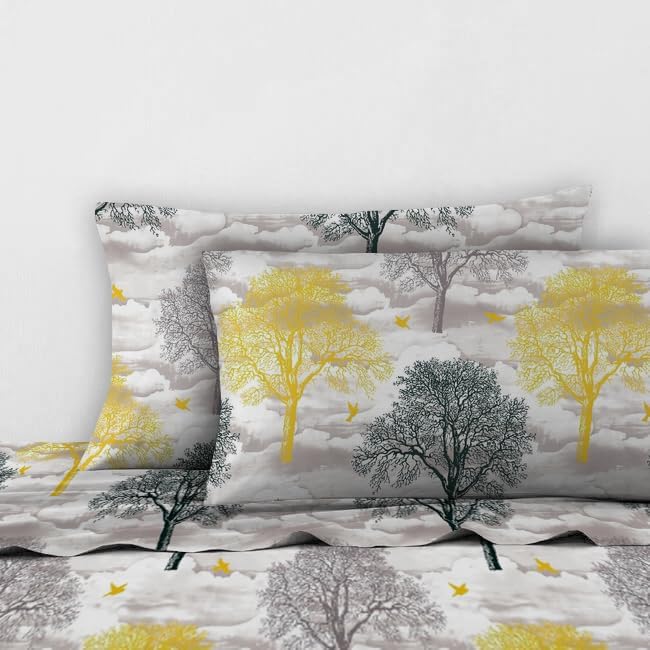 Sleep Well 90 GSM Bedsheet with Pillow Case (Blue & Pink Diamond Design, Single)