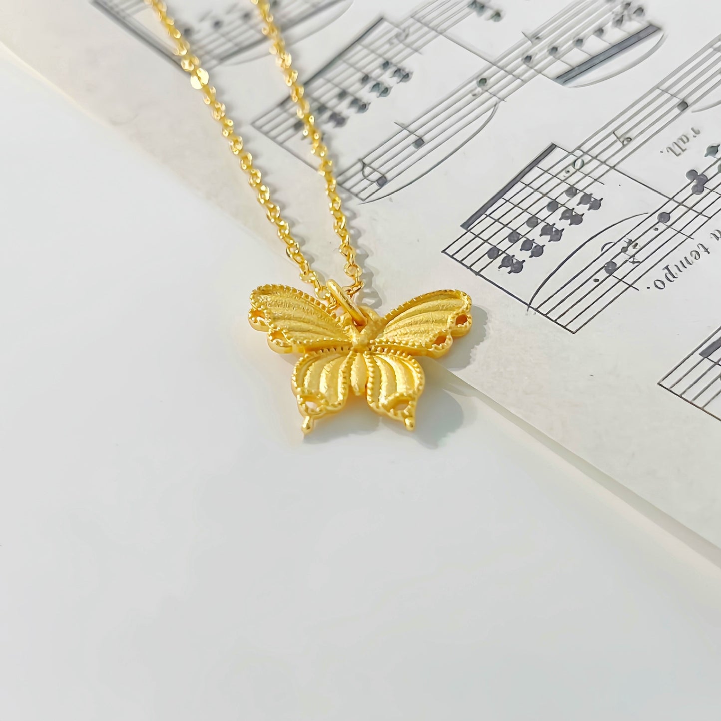 New Chinese Style Palace Style Filigree Butterfly Women's Necklace Ancient Style Alluvial Gold - souqmart