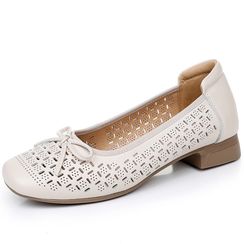 Summer Genuine Leather Breathable Low-cut Women's Shoes - souqmart