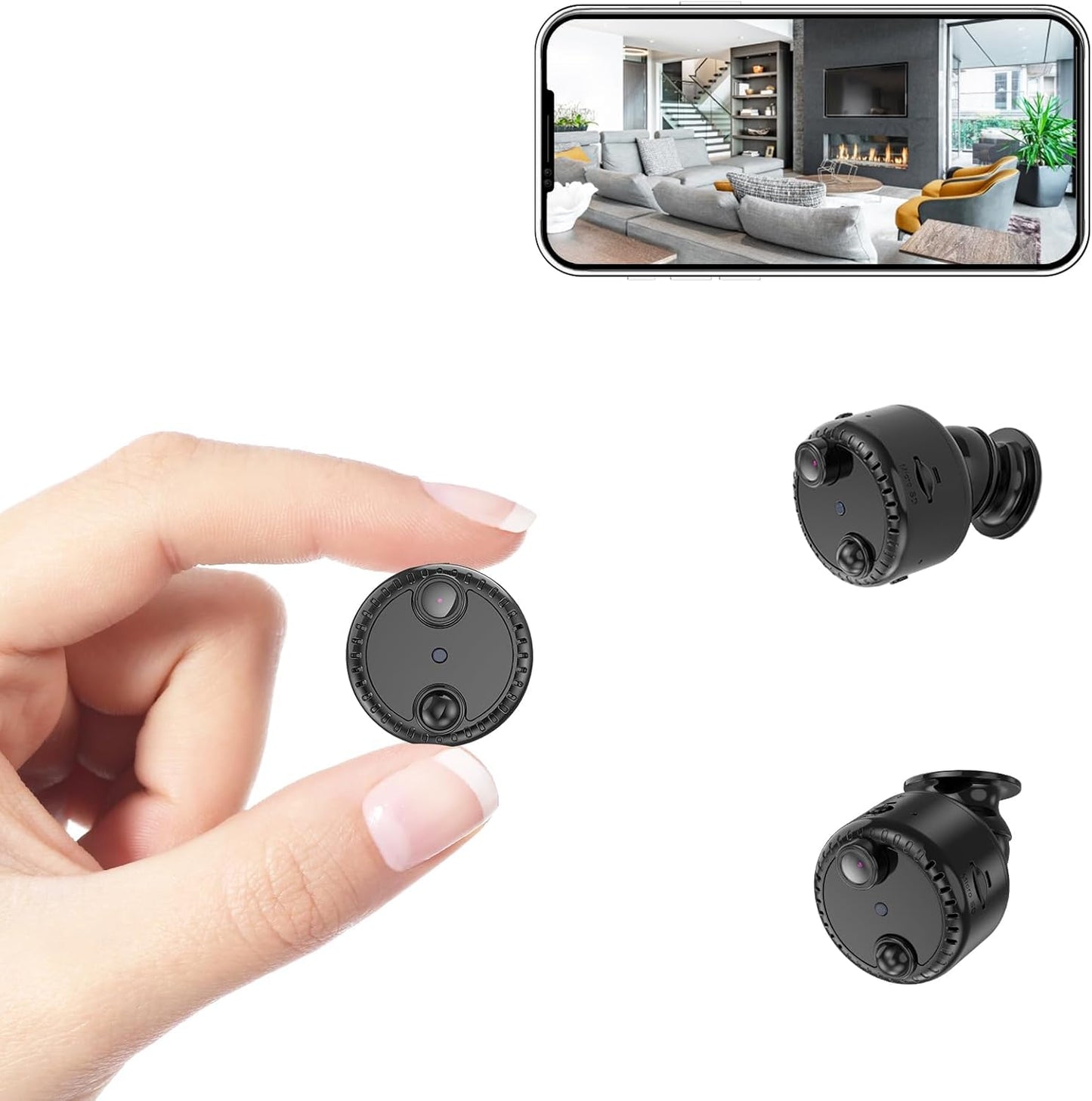 Excefore Mini Surveillance Camera, 4K Live Transmission Mobile Phone WiFi Small Wireless Video Surveillance, Easy Install with Magnetic Base, with Recording App Control & Night Vision