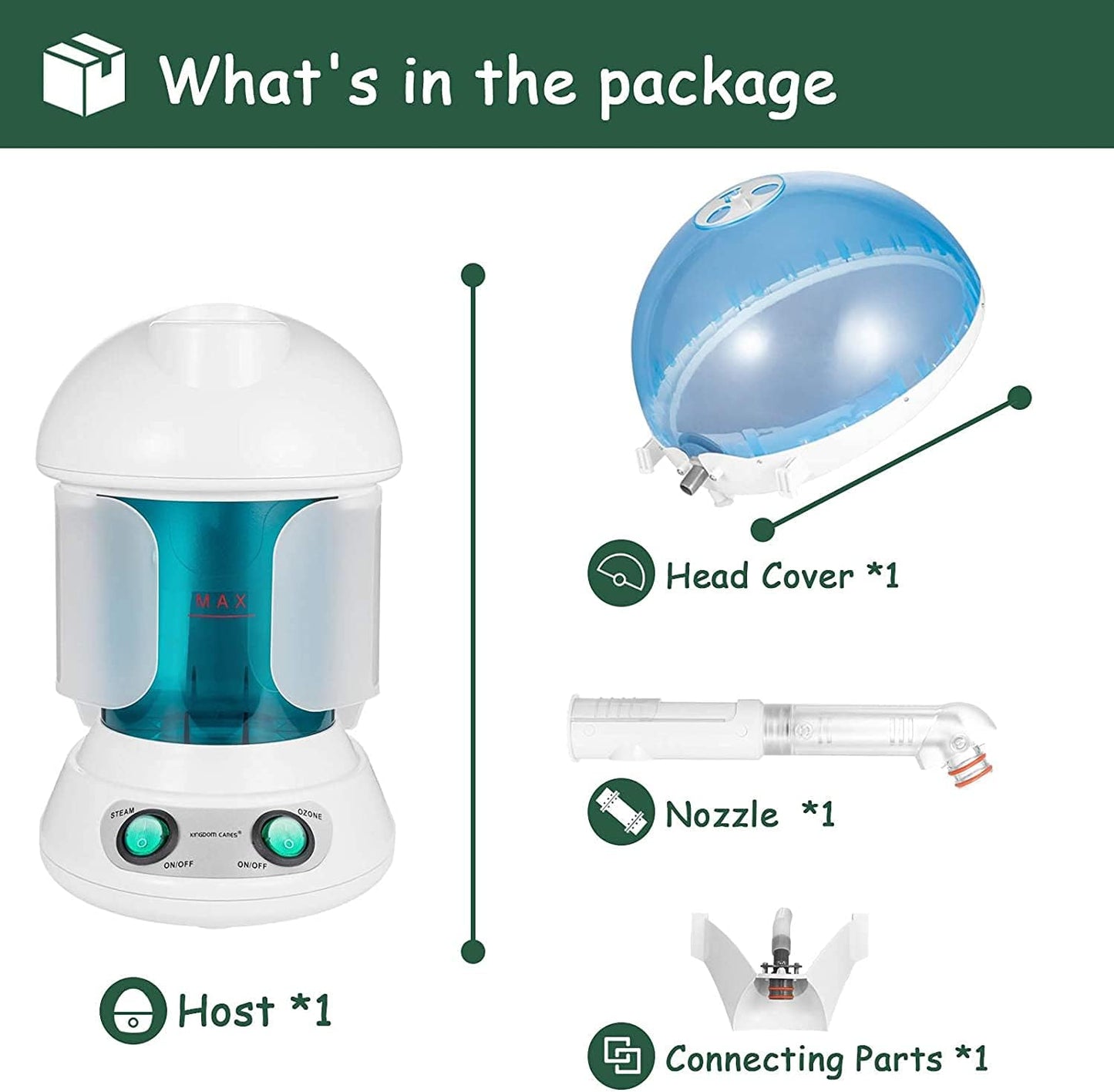 K.SKIN 2 in 1 Hair and Facial Steamer, Hair Steamer, Face Steamer, Hair Humidifier, Hot Mist Moisturizing, Hydration System Sprayer, Personal Care Use, Home and Salon