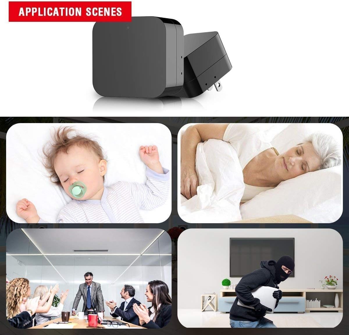 Security 1080P WiFi Camera with USB Charger with Night Vision Indoor Home Security Camera Wireless Baby Moniton Surveillance Security Cam Motion Detection with App