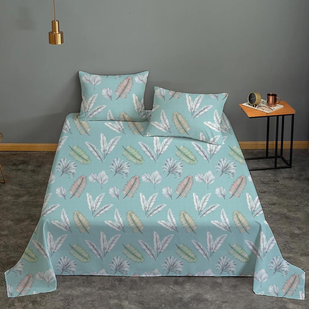 Sleep Well 90 GSM Bedsheet with Pillow Case (Blue & Pink Diamond Design, Single)