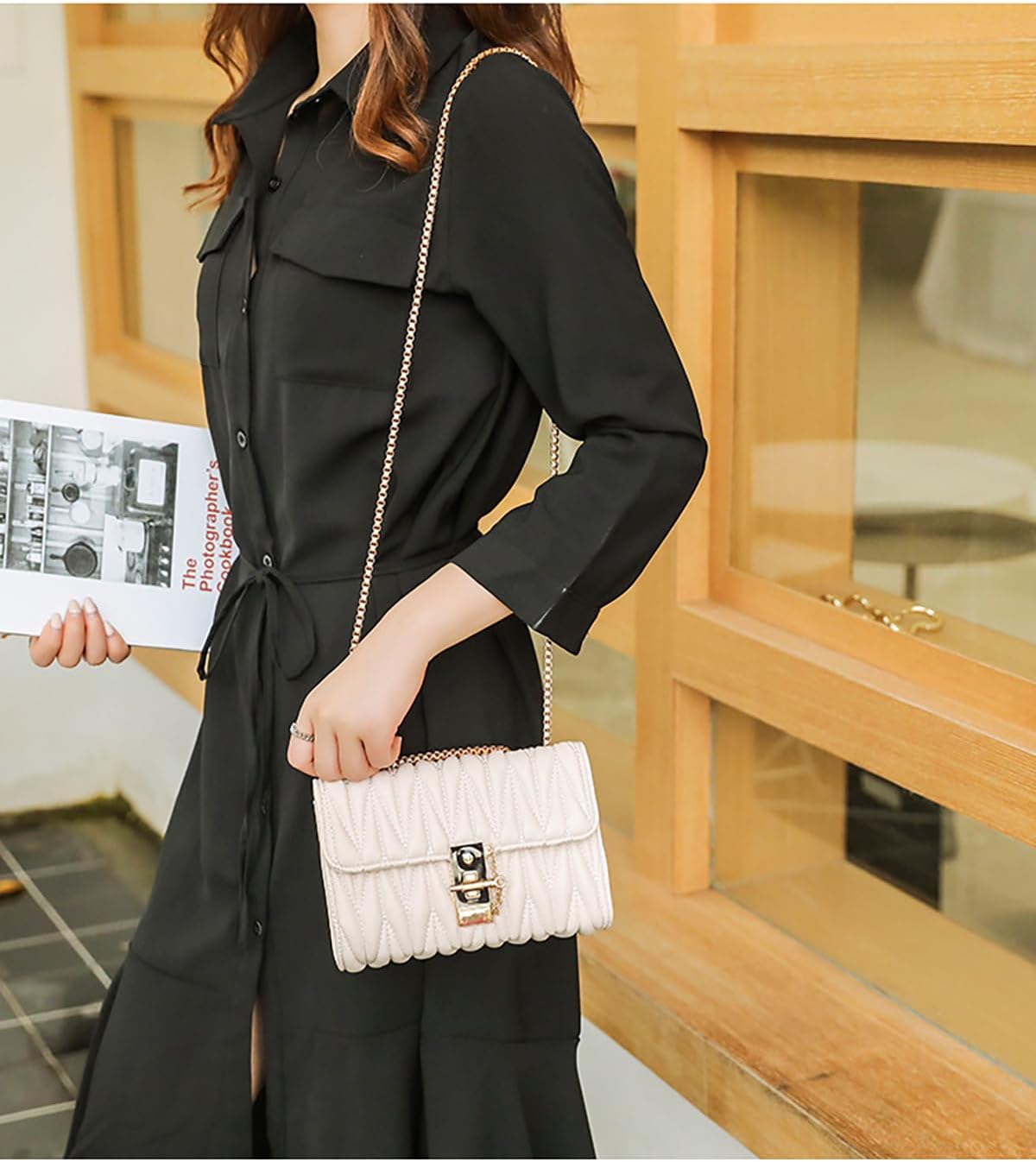 Crossbody Shoulder Bag for Women, PU Leather Shoulder Handbags Women Ladies Chain Wallet Purses