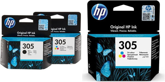305 Black Original Ink Cartridge Black (1) + HP 305 Tri-color Original Ink Cartridge(1) (3YM61AE/3YM60AE) | Works with HP DeskJet 2700, 2730, 4100 Printers Black/MulticolorBlack/Multicolor