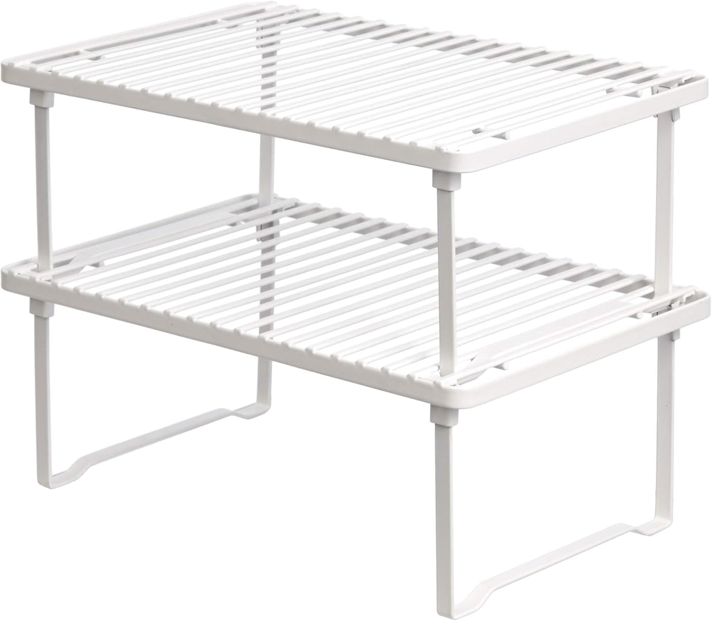 Amazon Basics Stackable Metal Kitchen Storage Shelves, Set of 2 - White