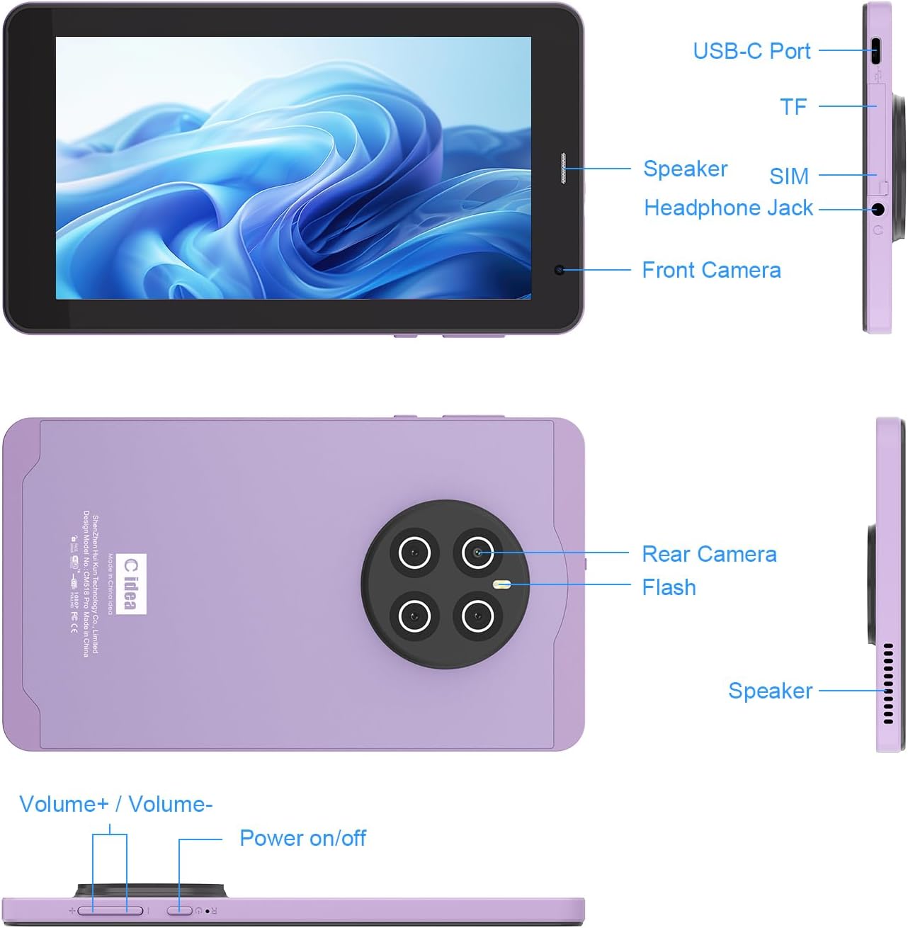 C idea 7 Inch Tablet,Android 13 Tablet,Quad Core Processor,8GB RAM 512GB ROM,512GB Expand,Dual Camera,Tablet with SIM, WiFi,Bluetooth,Case,StylusCM518 Pro (Green)