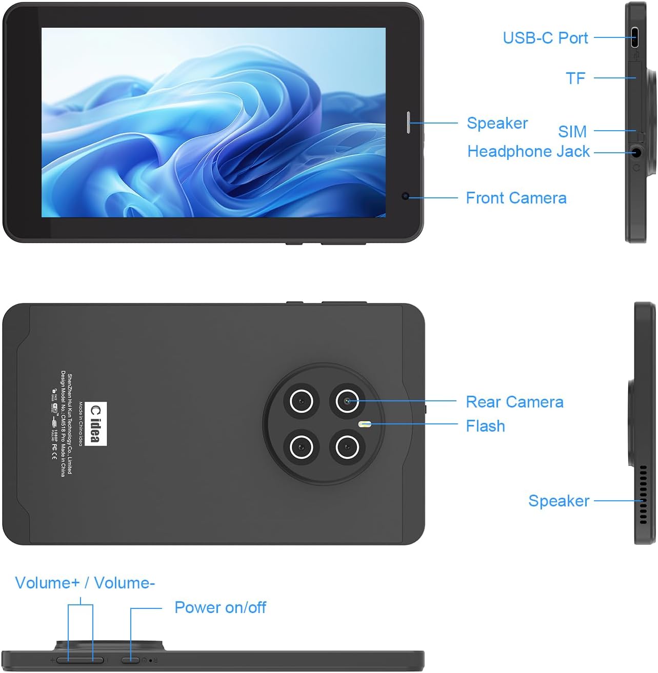 C idea 7 Inch Tablet,Android 13 Tablet,Quad Core Processor,8GB RAM 512GB ROM,512GB Expand,Dual Camera,Tablet with SIM, WiFi,Bluetooth,Case,StylusCM518 Pro (Green)