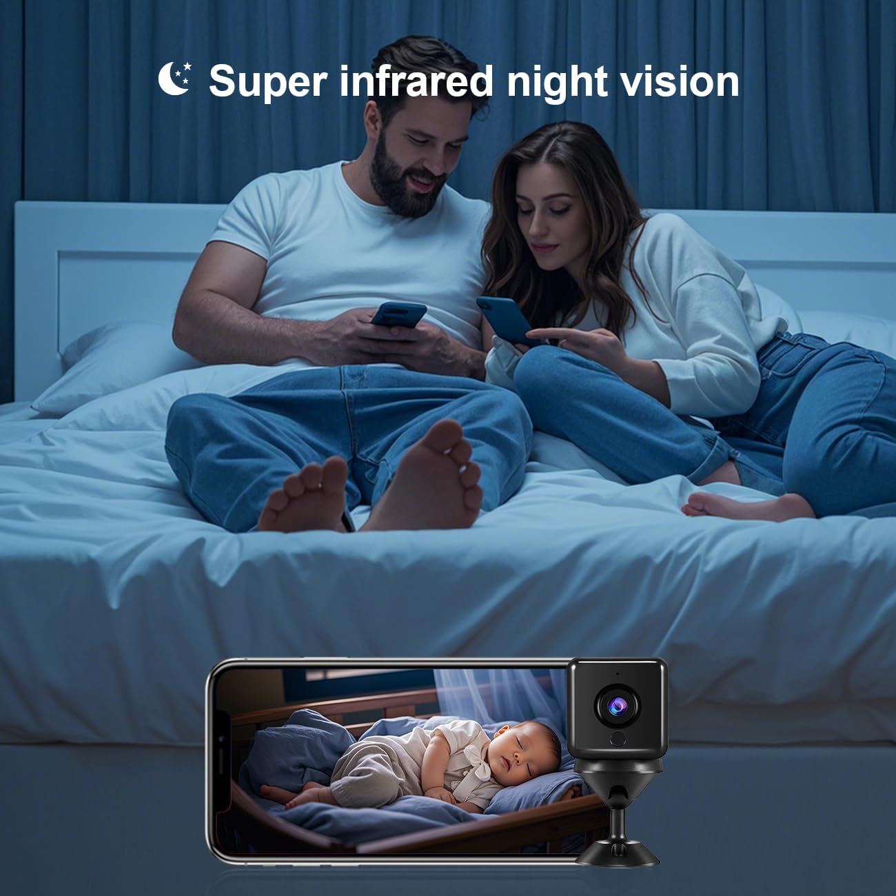 AOBOCAM Mini Camera for Home 4K HD Indoor Battery Mini Cameras Wireless WiFi Security Camera Pet Camera App Control Smallest Surveillance Camera for Room Nanny CAM with Motion Detection Night Vision