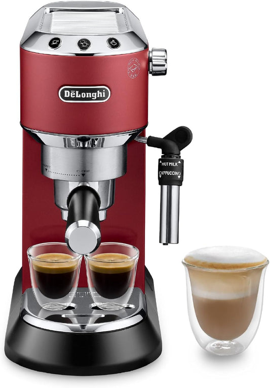 De'Longhi Dedica Arte Espresso Machine - MyLatteArt Milk Foam Nozzle, 15 BAR Pressure, Steel Tamper Included, Beige Gold - Create Perfect Espresso, Cappuccinos, and Latte Art at Home - EC885.BG