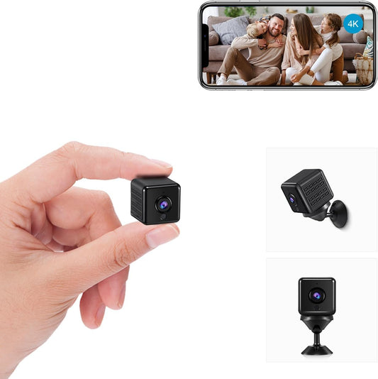 AOBOCAM Mini Camera for Home 4K HD Indoor Battery Mini Cameras Wireless WiFi Security Camera Pet Camera App Control Smallest Surveillance Camera for Room Nanny CAM with Motion Detection Night Vision