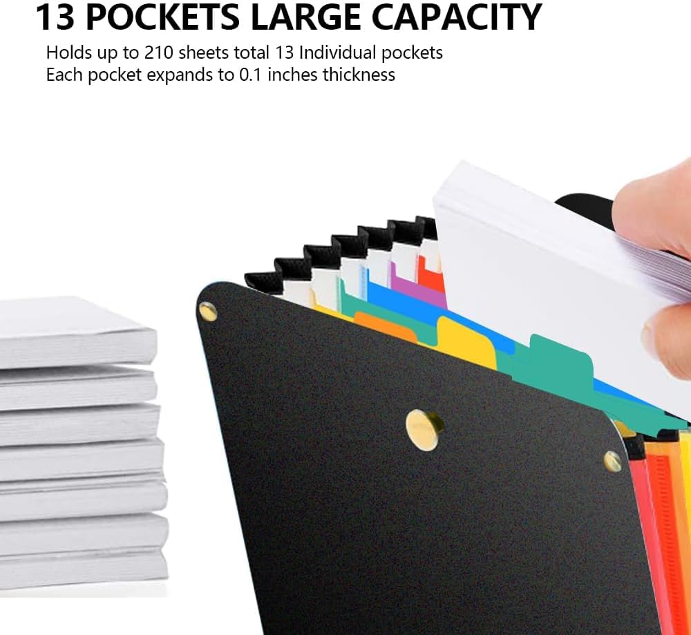 A4 Expanding File Organiser, 26 Pockets Expandable Filling Boxes Documents Organiser, Concertina File Expanding for Filing Folder, Portable Rainbow Files Wallets Plastic Bills Storage Bag (Pink)