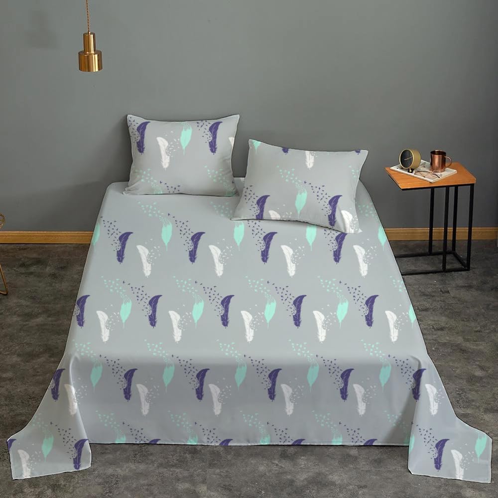 Sleep Well 90 GSM Bedsheet with Pillow Case (Blue & Pink Diamond Design, Single)