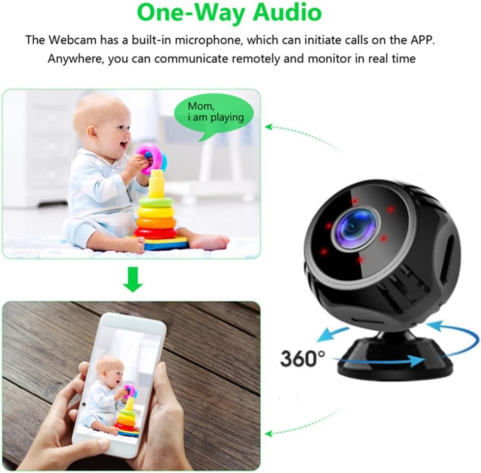 Mini Camera 1080P HD Hidden Camera Portable Small Nanny Cam with Night Vision and Motion Detection - Built-in Battery - Covert Security Camera for Home/Office/Indoor/Outdoor