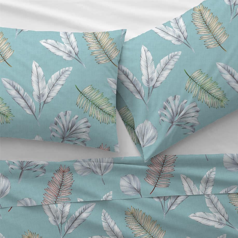 Sleep Well 90 GSM Bedsheet with Pillow Case (Blue & Pink Diamond Design, Single)